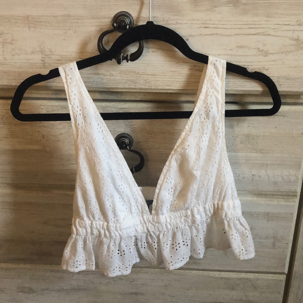 Aerie white lace crop top